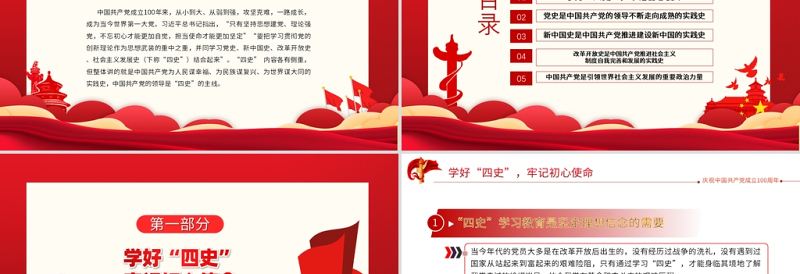 2021学好四史践行使命PPT庆祝中国共产党成立100周年专题党课模板下载