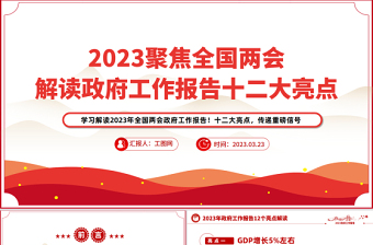2023聚焦两会红色党政风ppt模板