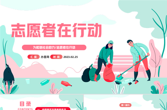2023志愿者在行动PPT卡通风中国青年志愿者知识介绍课件模板