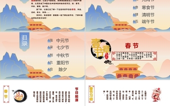 中国传统节日PPT国潮风中国文化传统节日介绍主题班会通用模板