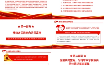 在扎实推进共同富裕中铸牢中华民族共同体意识PPT红色大气风党员干部学习教育专题党课