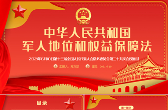 2021中华人民共和国军人地位和权益保障法PPT部队党课课件