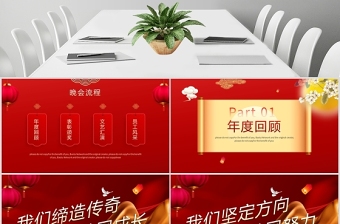 2021牛年红色中国风福牛贺新春企业年会颁奖典礼PPT模板