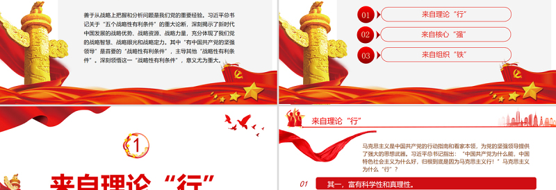 中国共产党的坚强领导从何而来PPT学习领会“五个战略性有利条件”重大论断专题党课课件模板