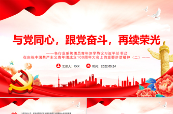 庆祝中国共产主义青年团成立100周年大会上重要讲话精神ppt模板