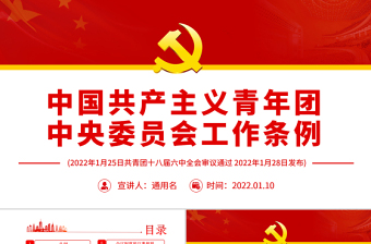 中国共产主义青年团中亚委员会工作条例PPT红色简约风共青团员学习工作条例专题党课课件