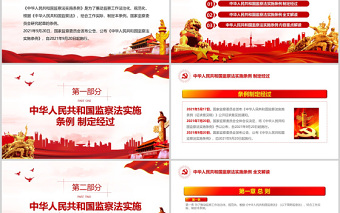 中华人民共和国监察法实施条例解读PPT红色简洁政党风专题党课课件