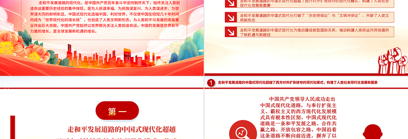 2023走和平发展道路的中国式现代化的重要世界意义PPT中国的发展是世界和平力量的增长,是全球发展新机遇的增长大气精美主题教育应知应会党员干部专题党课课件模板