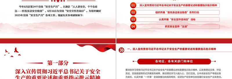 简洁风安全生产月PPT人人讲安全个个会应急查找身边安全隐患宣传课件