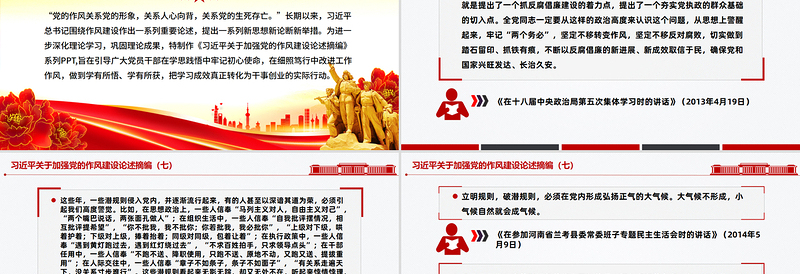 红色简洁习近平关于加强党的作风建设论述摘编(七)PPT党课课件