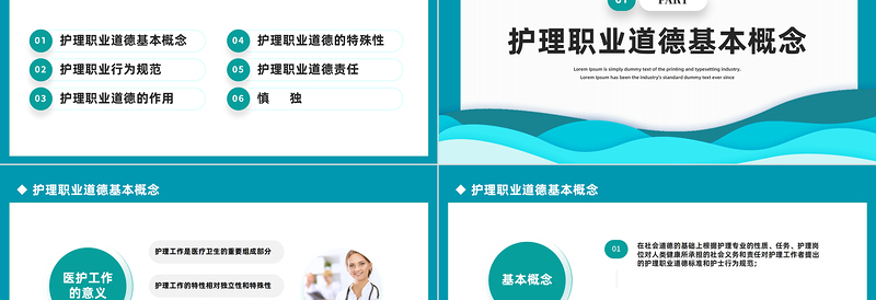 2023护士职业道德规范PPT绿色商务风医生护士专用工作总结报告专题课件模板下载