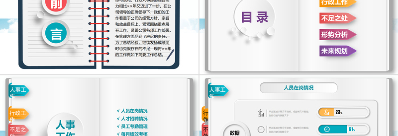 2023人事创意行政部年终总结PPT墨绿色清新简约年终总结报告PPT模板下载
