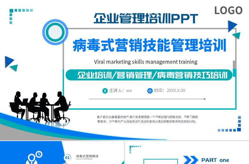 原创简约企业营销管理病毒式营销管理口碑营销技能培训PPT-版权可商用