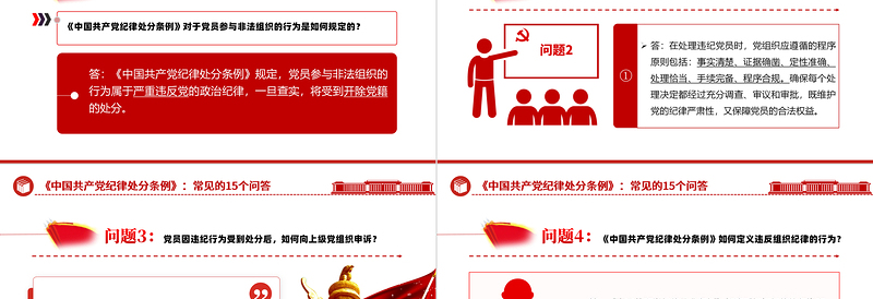 创意简洁常见的15个问答《中国共产党纪律处分条例》PPT