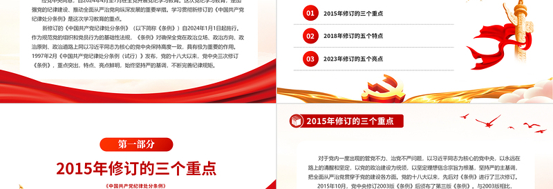 大气简洁十八大以来《中国共产党纪律处分条例》三次修订亮点解读PPT下载
