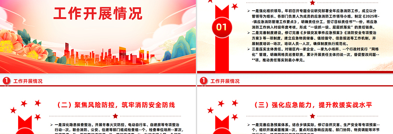 简洁精美应急消防管理办公室2025年上半年工作情况报告PPT模板