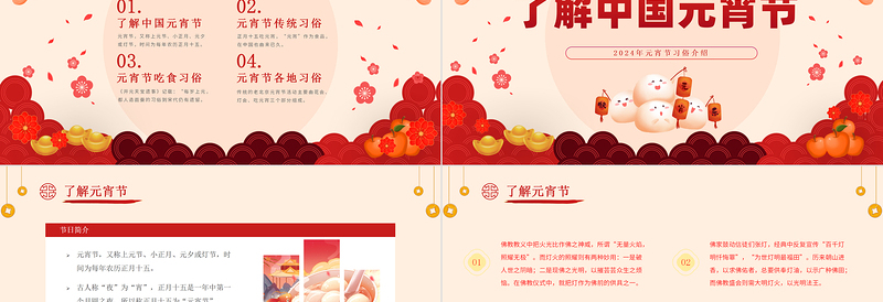红色插画风元宵习俗PPT元宵节传统文化介绍课件