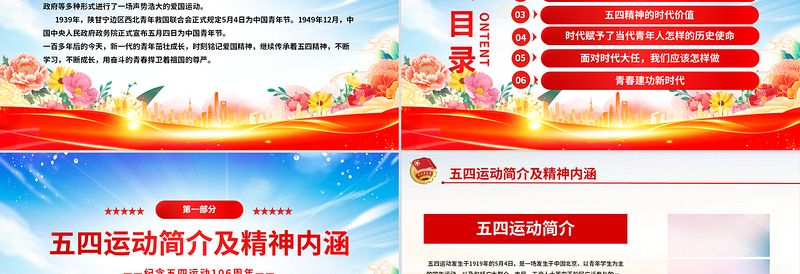 2025弘扬五四精神挥洒热血青春PPT纪念中国共青团106周年专题团课课件