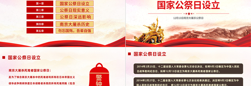 2022国家公祭日PPT精美风南京大屠杀死难者国家公祭日知识宣讲课件模板