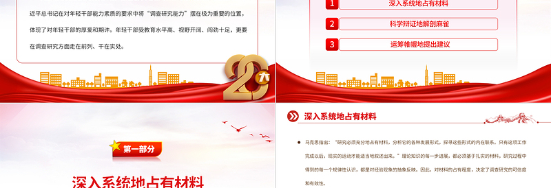 2023年轻干部怎样做好调查研究PPT大气精美风党员干部学习教育专题党课课件