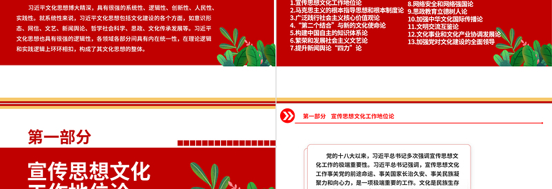 2023深刻掌握习近平文化思想的丰富性内涵ppt红色创意深入学习习近平文化思想党支部党群学习培训课件