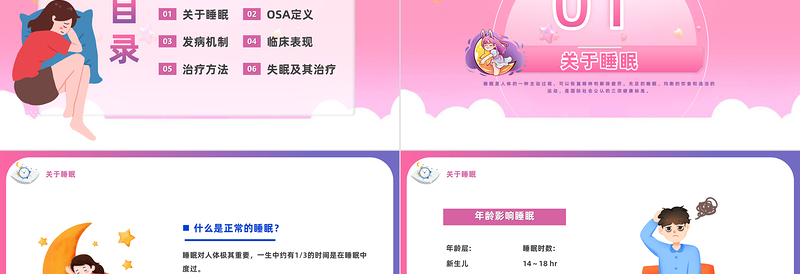 2023老年人睡眠障碍PPT卡通风老年人睡眠障碍课件模板下载