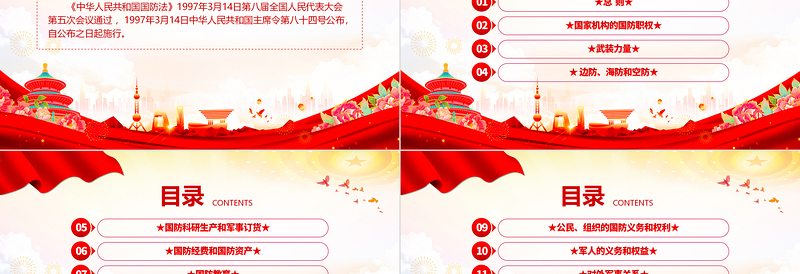 红色简洁《中华人民共和国国防法》PPT课件
