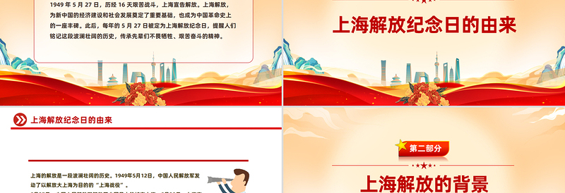 红色精美5.27上海解放纪念日PPT课件