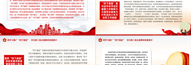 2023四下基层PPT精美大气把学习推广四下基层作为第二批主题教育重要抓手新思想微宣讲