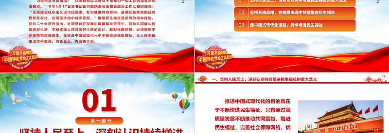 2023在推进中国式现代化中持续增进民生福祉ppt精美大气风习近平新时代民生发展思想基层党组织党支部党课培训课件