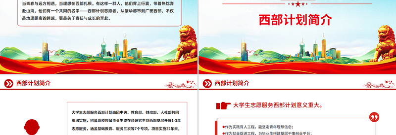 党政风大学生志愿服务西部PPT去西部志青春课件