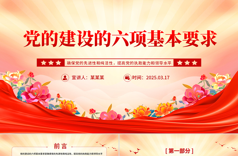 精品党建理论PPT党的建设的六项基本要求专题课件
