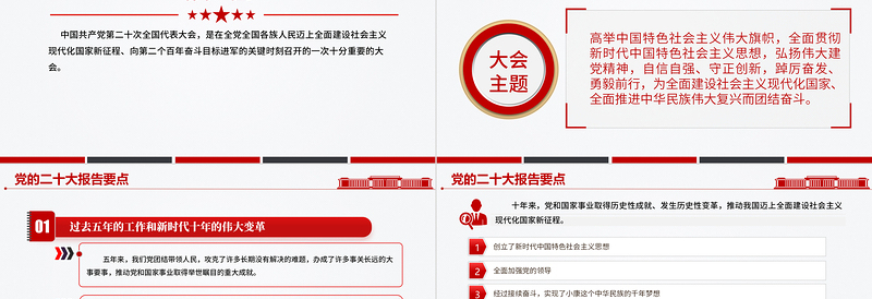 2022二十大报告要点PPT简洁大气党的二十大精神学习解读党建宣传教育党课课件