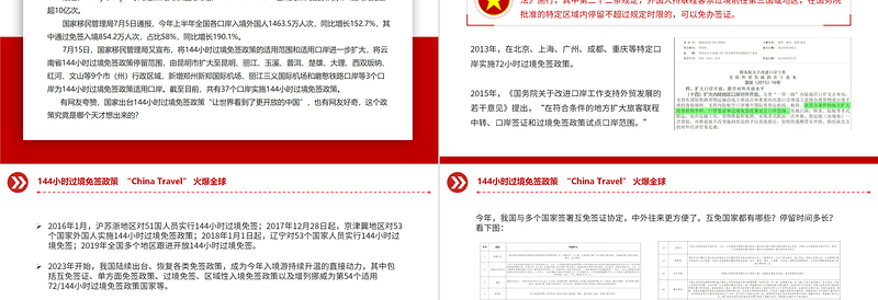 简洁风144小时过境免签政策让“China Travel” 火爆全球PPT模板下载