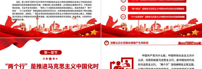 2023马克思主义的中国化与时代化ppt红色精美学习贯彻习近平新时代思想主题教育党组织党支部党员学习培训党课