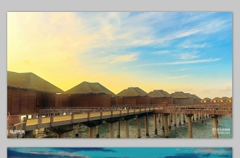 夕阳下的居民区 城市 幻灯片背景图片