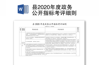 县2020年度政务公开指标考评细则