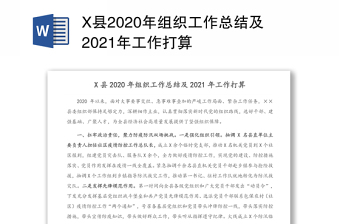 X县2020年组织工作总结及2021年工作打算