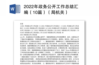 2022年政务公开工作总结汇编（10篇）（局机关）