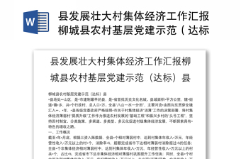 县发展壮大村集体经济工作汇报柳城县农村基层党建示范（达标）县