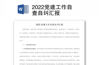2022党建工作自查自纠汇报
