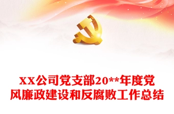 XX公司党支部20**年度党风廉政建设和反腐败工作总结