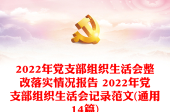 2022年党支部组织生活会整改落实情况报告 2022年党支部组织生活会记录范文(通用14篇)