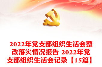 2022年党支部组织生活会整改落实情况报告 2022年党支部组织生活会记录【15篇】