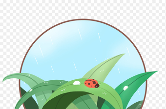 七星瓢虫昆虫植物生长圆框圆形插画装饰中国传统二十四节气惊蛰时节主题素材免抠元素