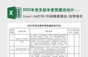 2023年党支部年度党建活动计划表格模板