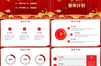 红色中国风龙年开门红公司企业新年计划PPT模板