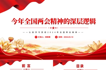 华美大气2024今年全国两会精神的深层逻辑党课PPT