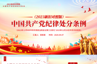 精美党政风2023年新旧对照版解读中国共产党纪律处分条例PPT