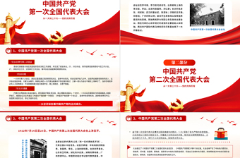 党史学习PPT红色简洁从一大到二十大党的光辉历程党课课件